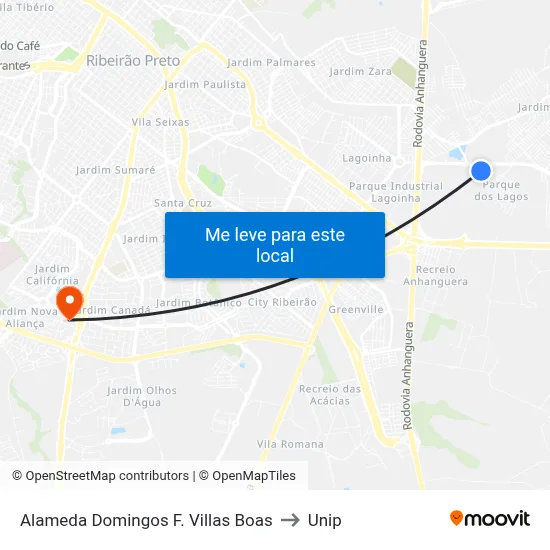 Alameda Domingos F. Villas Boas to Unip map