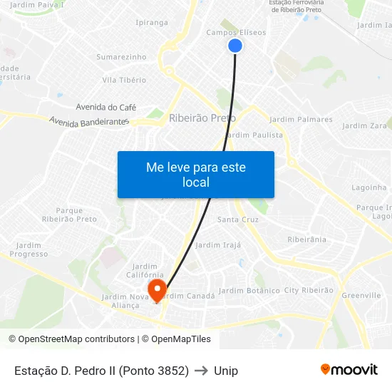 Estação D. Pedro II (Ponto 3852) to Unip map
