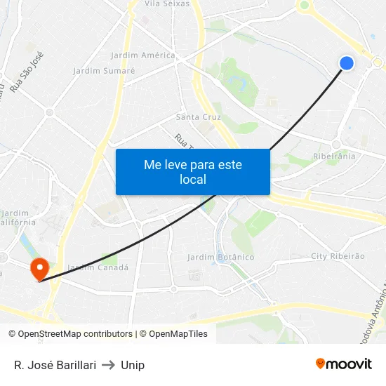 R. José Barillari to Unip map