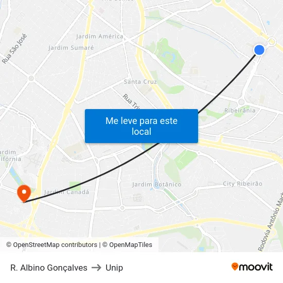 R. Albino Gonçalves to Unip map