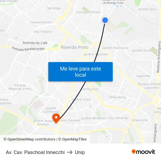 Av. Cav. Paschoal Innecchi to Unip map