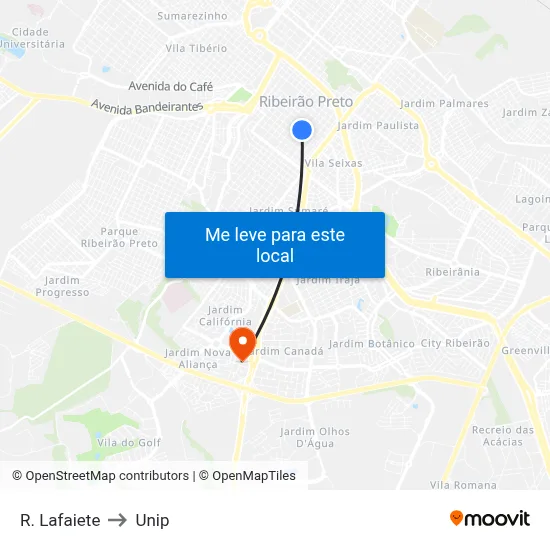 R. Lafaiete to Unip map