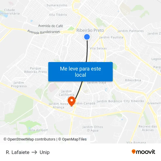 R. Lafaiete to Unip map