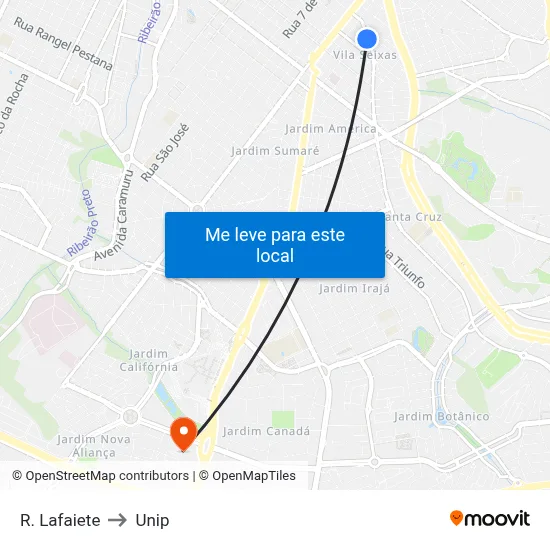 R. Lafaiete to Unip map