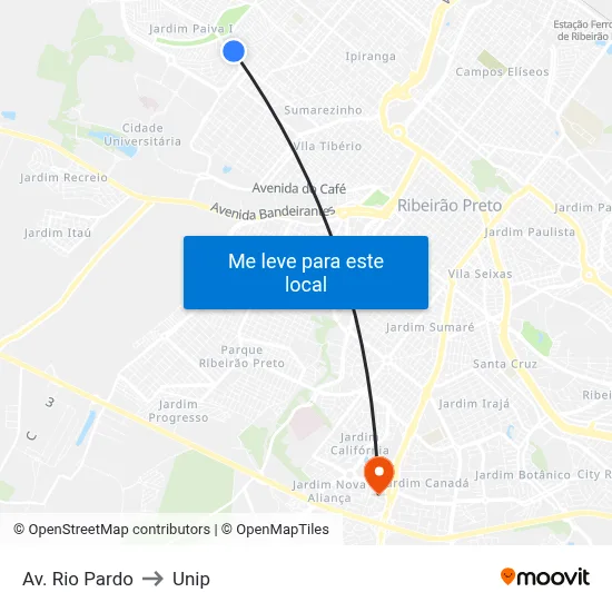 Av.  Rio Pardo to Unip map
