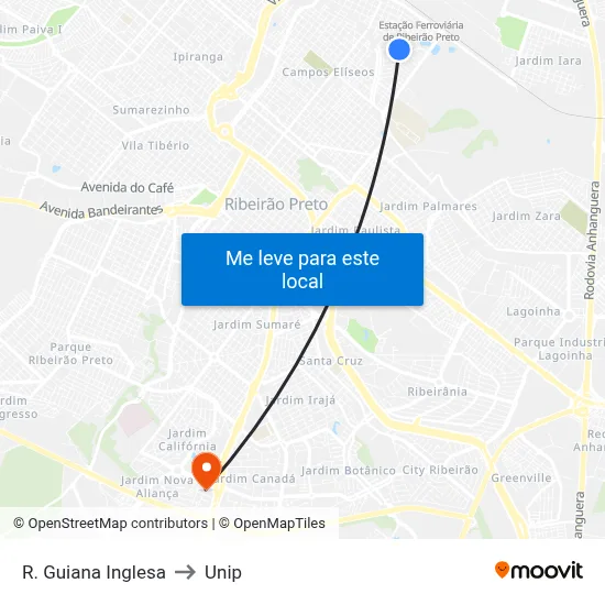 R. Guiana Inglesa to Unip map