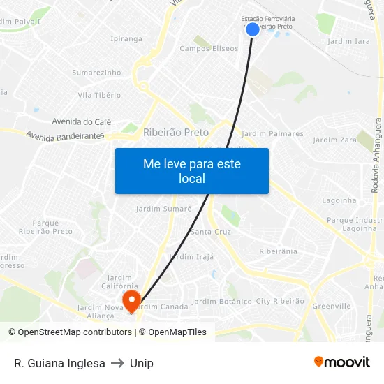 R. Guiana Inglesa to Unip map