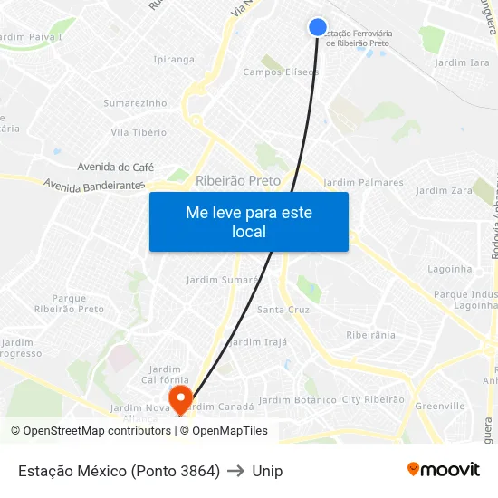 Estação México (Ponto 3864) to Unip map