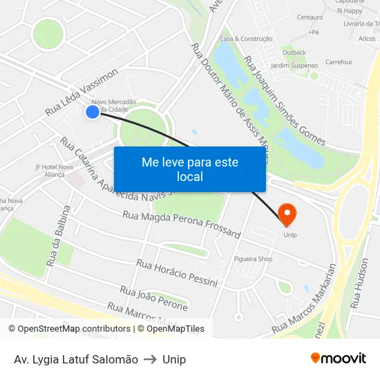 Av. Lygia Latuf Salomão to Unip map
