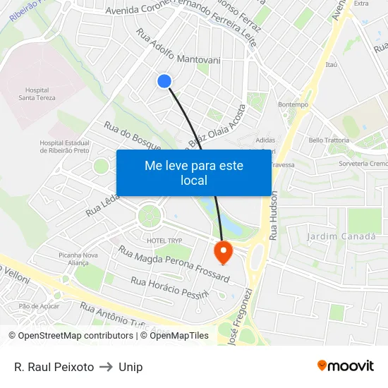 R. Raul Peixoto to Unip map