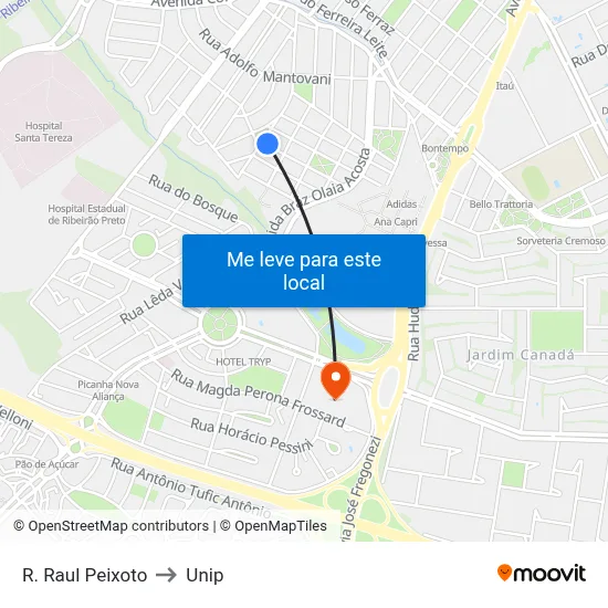 R. Raul Peixoto to Unip map