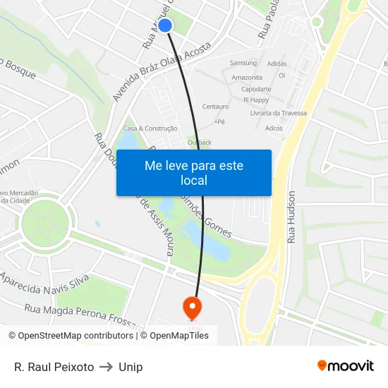 R. Raul Peixoto to Unip map
