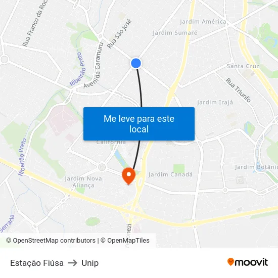 Estação Fiúsa to Unip map