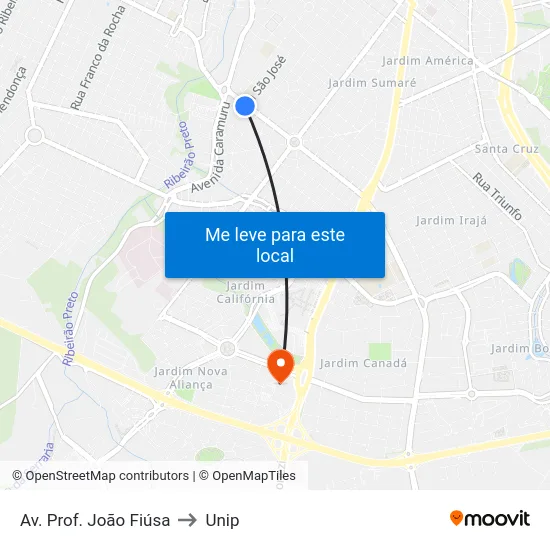 Av. Prof. João Fiúsa to Unip map