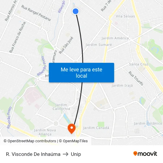 R. Visconde De Inhaúma to Unip map