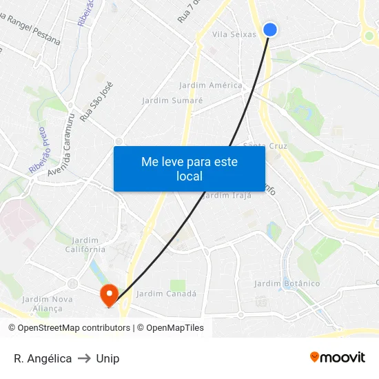 R. Angélica to Unip map