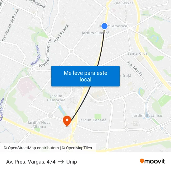 Av. Pres. Vargas, 474 to Unip map