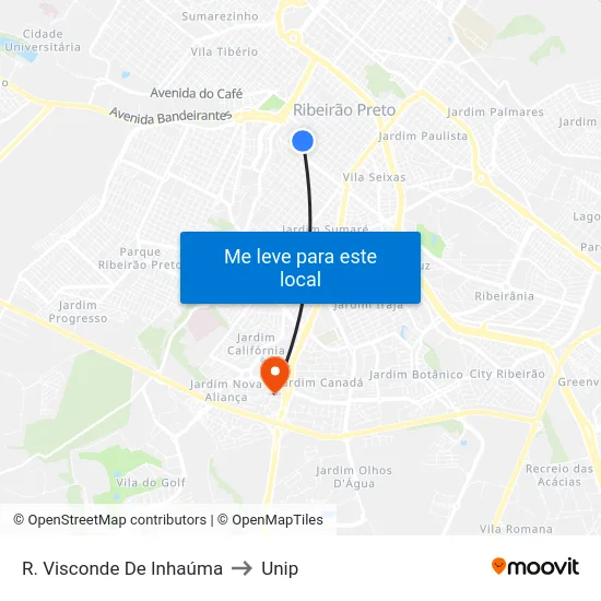R. Visconde De Inhaúma to Unip map