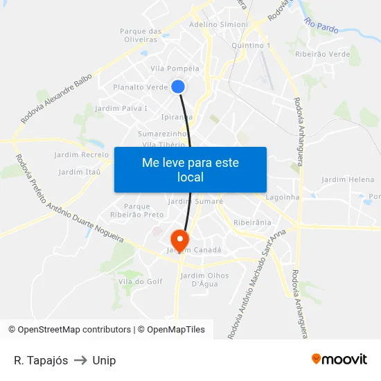 R. Tapajós to Unip map