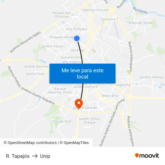 R. Tapajós to Unip map