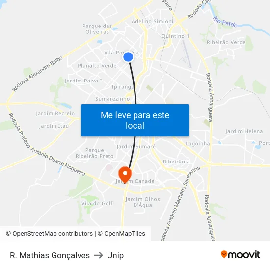 R. Mathias Gonçalves to Unip map