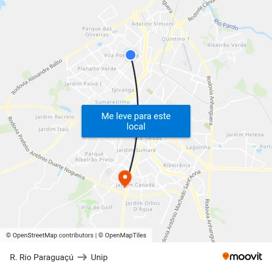 R. Rio Paraguaçú to Unip map