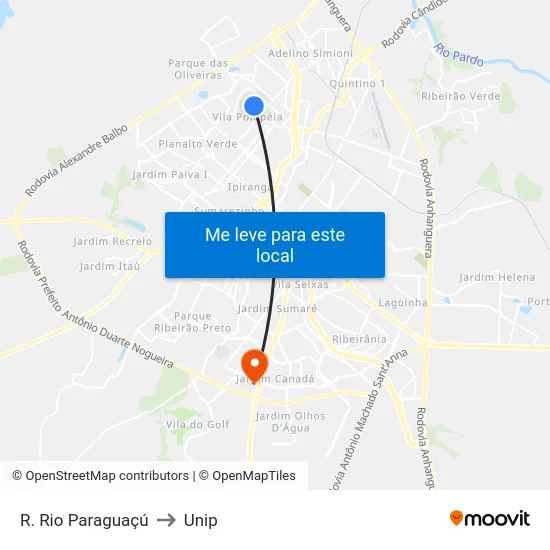 R. Rio Paraguaçú to Unip map