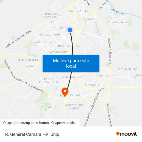 R. General Câmara to Unip map