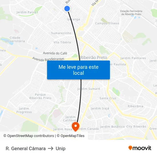 R. General Câmara to Unip map