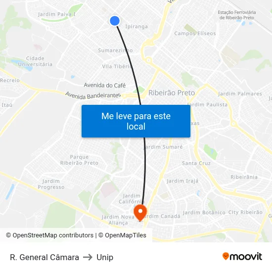 R. General Câmara to Unip map