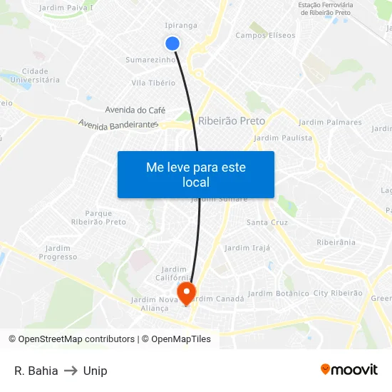 R. Bahia to Unip map