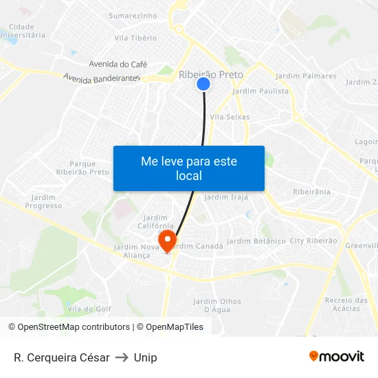 R. Cerqueira César to Unip map