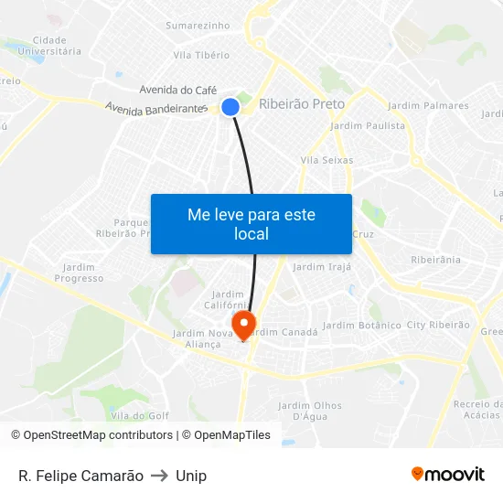 R. Felipe Camarão to Unip map