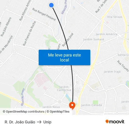 R. Dr. João Guião to Unip map