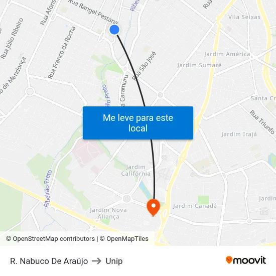 R. Nabuco De Araújo to Unip map
