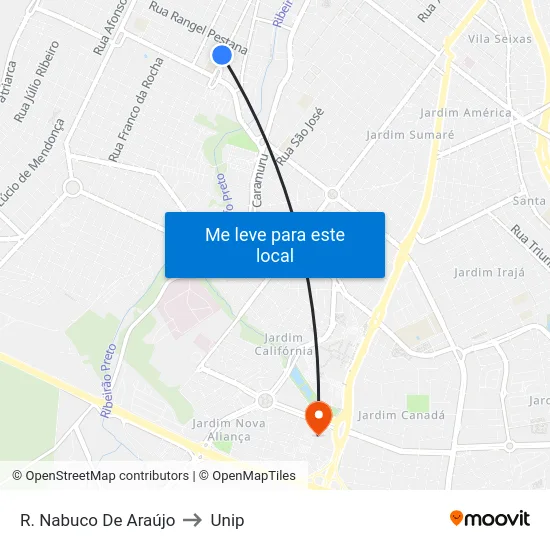R. Nabuco De Araújo to Unip map