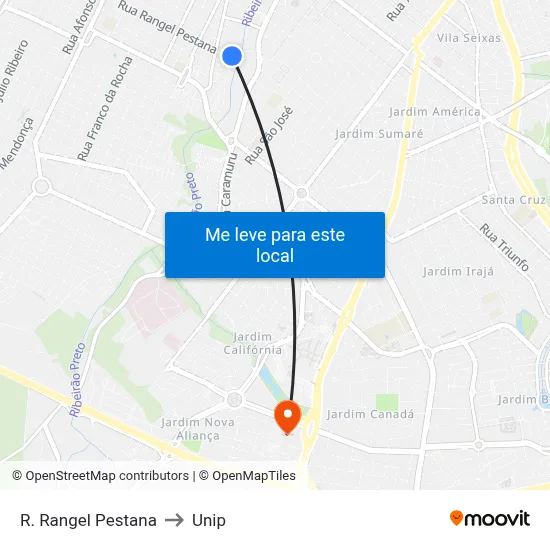 R. Rangel Pestana to Unip map