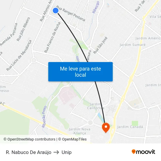 R. Nabuco De Araújo to Unip map