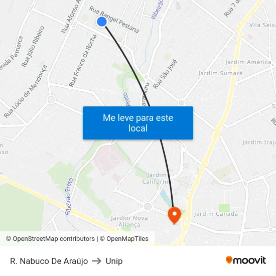 R. Nabuco De Araújo to Unip map