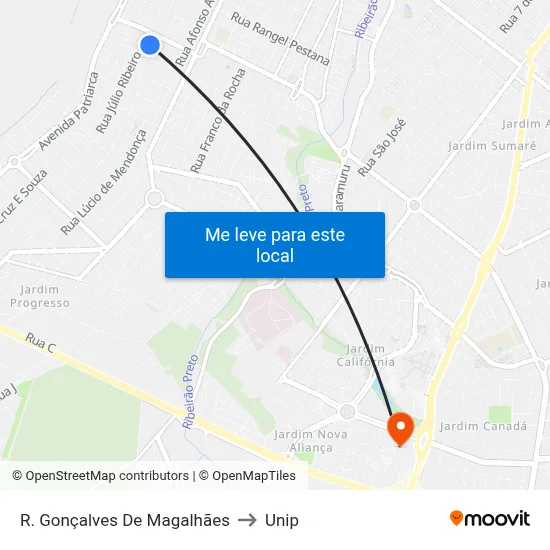 R. Gonçalves De Magalhães to Unip map