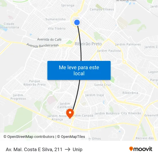 Av. Mal. Costa E Silva, 211 to Unip map