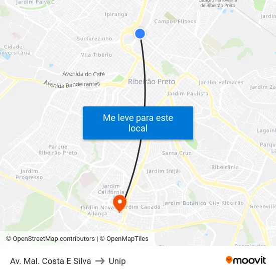 Av. Mal. Costa E Silva to Unip map
