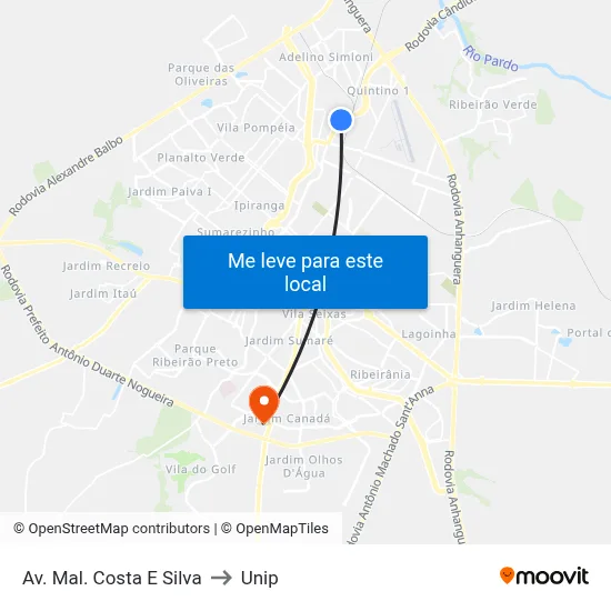 Av. Mal. Costa E Silva to Unip map