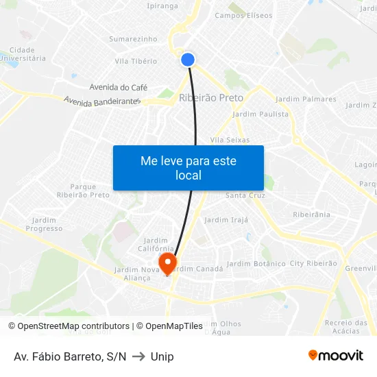 Av. Fábio Barreto, S/N to Unip map