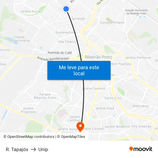 R. Tapajós to Unip map