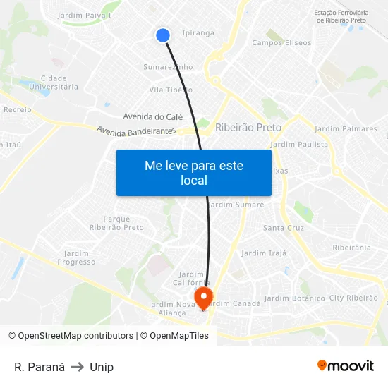 R. Paraná to Unip map