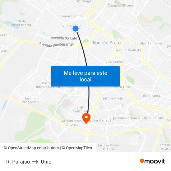 R. Paraíso to Unip map