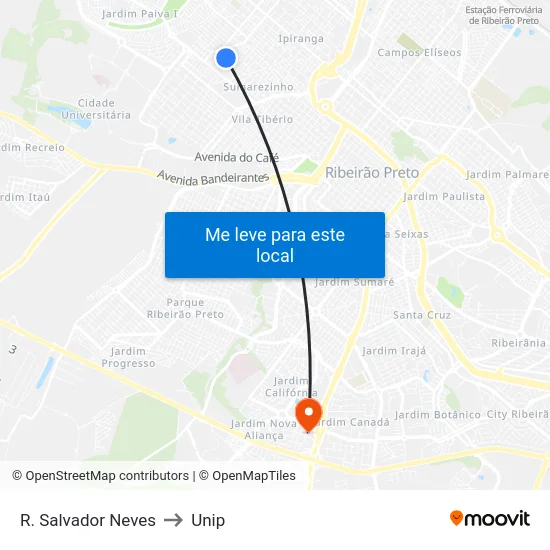 R. Salvador Neves to Unip map