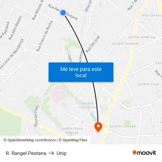R. Rangel Pestana to Unip map