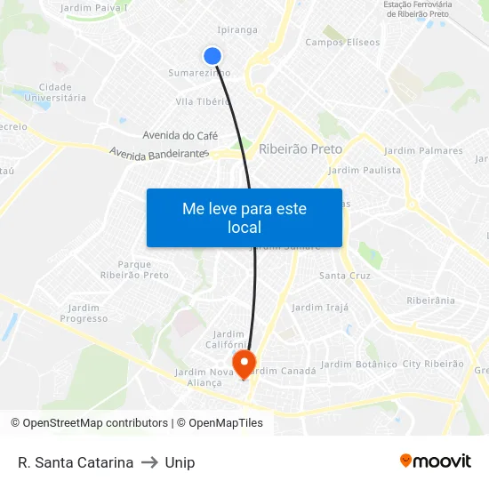 R. Santa Catarina to Unip map